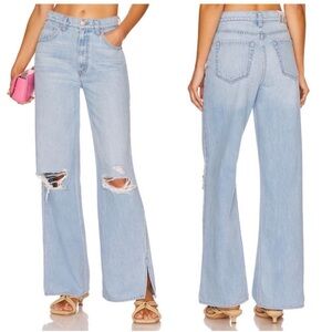 Like-new MOTHER Snacks The Fun Dip Puddle Slice Lots of Nibbles Jean Split Hem